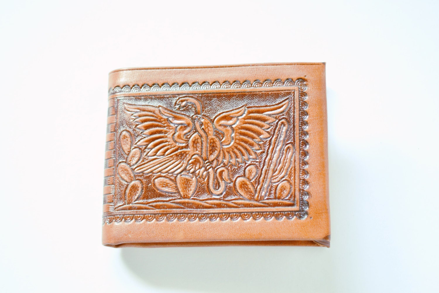 Vintage Boho Leather Mexican Wallet Mid-century Mexican