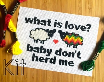 Funny cross stitch kit, don't herd me, embroidery kit