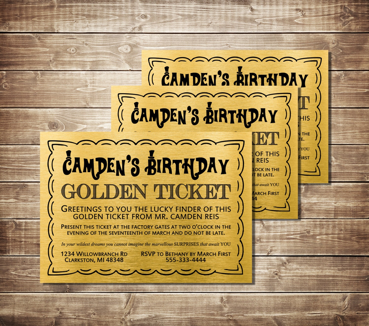 Golden Ticket Birthday Party Invitations 4