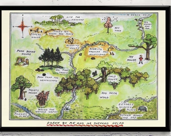 100 Aker Wood – Winnie The Pooh Map –The Hundred Acre Wood–Winnie The Pooh Wall Art–Pooh bear print– Art Giclee