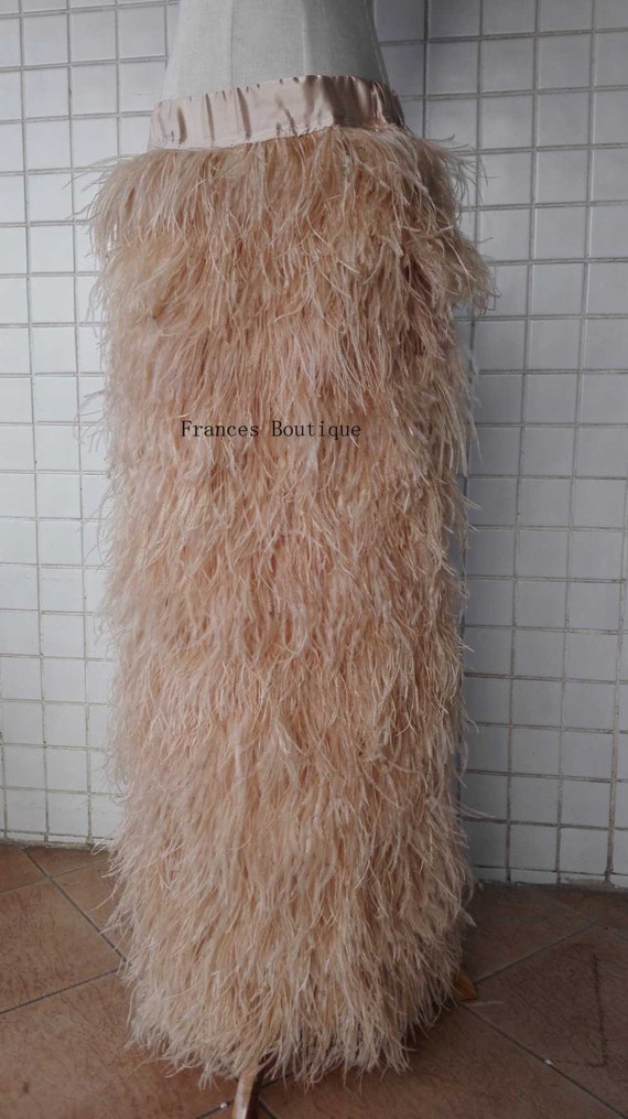 Free shipping Long ostrich feather straight feather skirt side