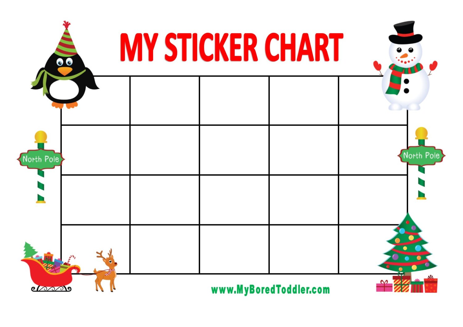 Printable Reward Chart for Christmas sticker by MyBoredToddler