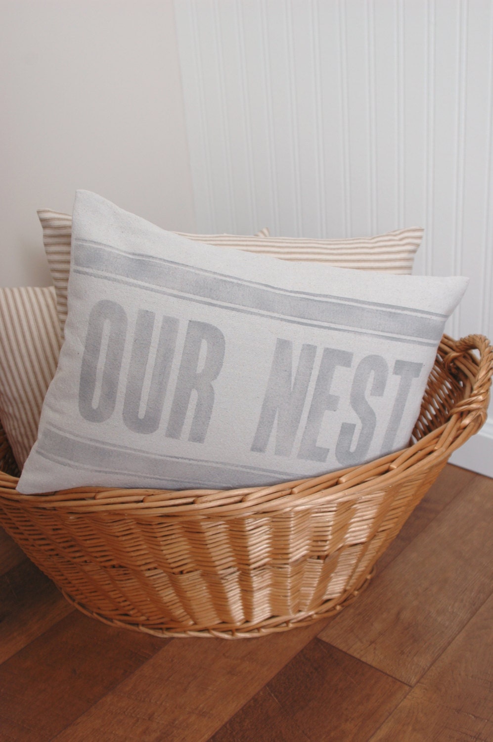 Pillow Cover OUR NEST Home Decor Feedsack by PeekPillowOriginals