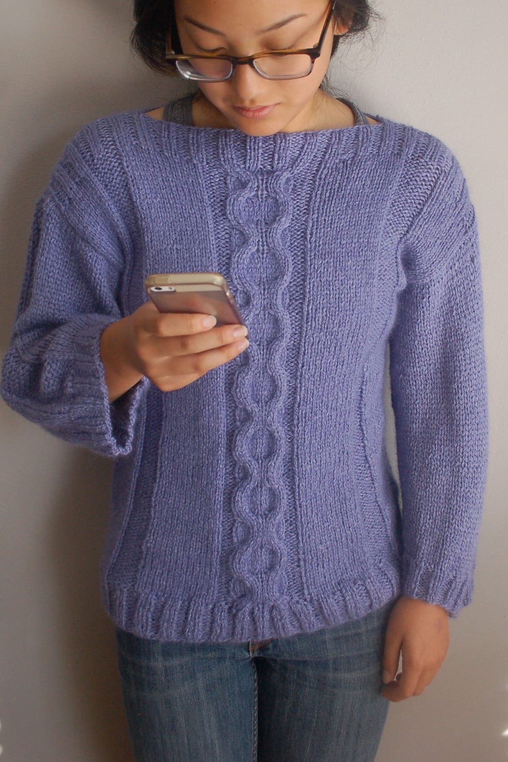 Cable Sweater Knitting Pattern easy to knit Pullover