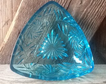 Aqua blue depression glass, vintage dish
