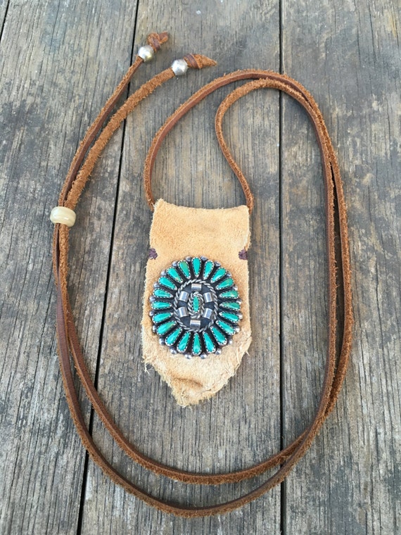 turquoise and leather necklace