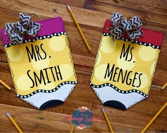 Teacher appreciation gift, Mini Pencil Door Hanger, Teacher Gift, Pencil Door Hanger, Teacher Sign, Personalized Teacher Gift, Pencil Hanger
