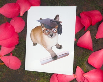 Kitty Grad Printable Graduation Card, Cat Graduation Card