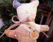 Old Cutter Quilt Bear, Primitive Fabric Bear, Stuffed Bear, Old Fashioned Toy, Stocking Stuffer, Made from Old Quilt, TeamHAHA, DTHFAAP