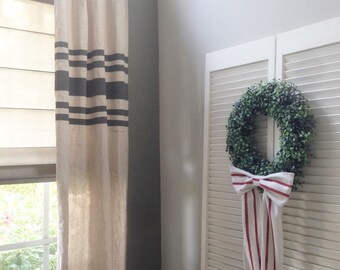 Curtains Farmhouse Curtains - Grain Sack - Drop Cloth, Rustic, Farmhouse, Shabby Chic, French Country