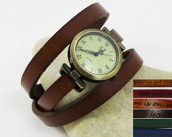 Gift wrist watches personalized womens wrap watch choice of colour leather watch, vintage woman watch wife gift