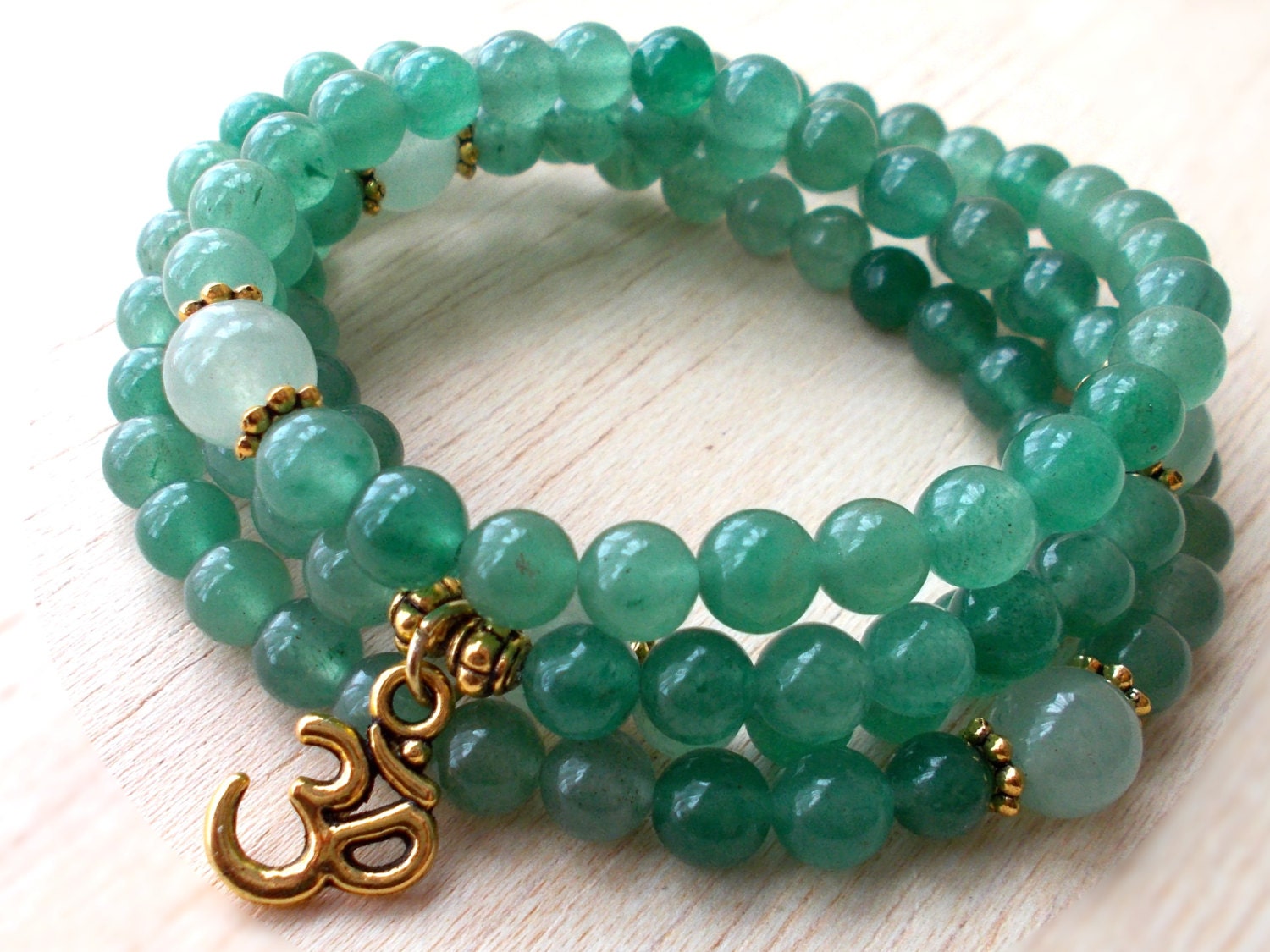 Green Aventurine Mala 108 Beads Mala Necklace Japa Mala Om Green Aventurine Mala 108 Beads Mala Necklace Japa Mala Om