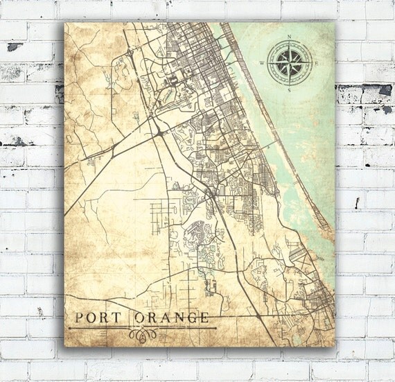 PORT ORANGE FL Canvas Print Florida Fl Vintage map Port Orange