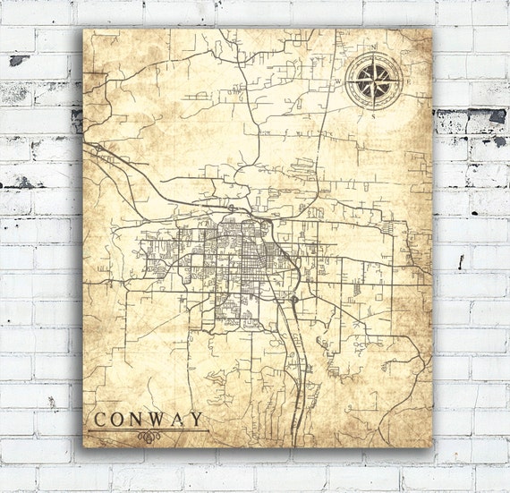 CONWAY Canvas Print Arkansas AR Vintage map by NatalyBorichArt