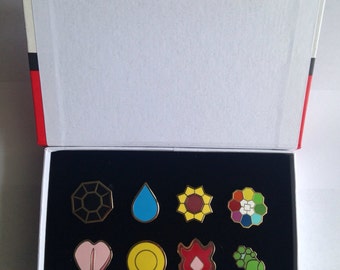 Pokemon Kanto Indigo League Set of 8 Badges in Display Box