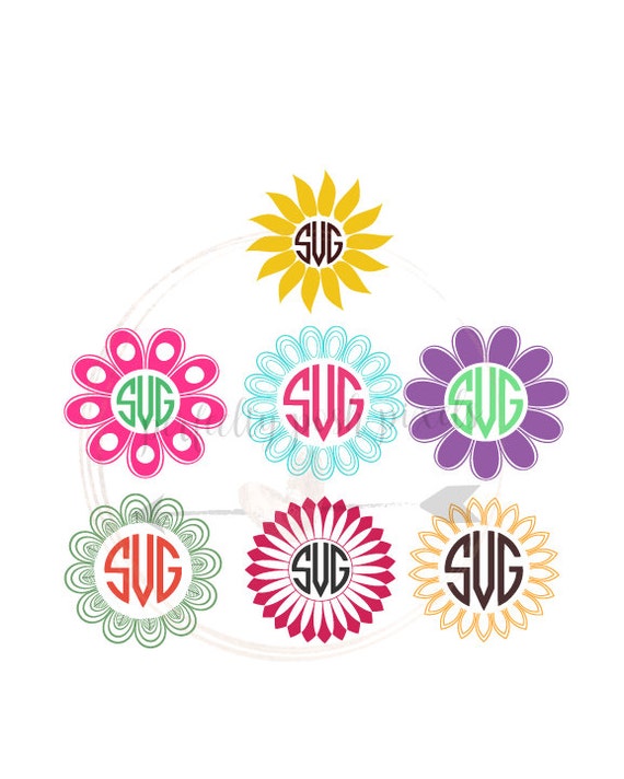 Flower Circle Frame Monogram Frame SVG Frames dxf eps