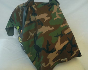 Canvas Camo baby car seat cover/canopy