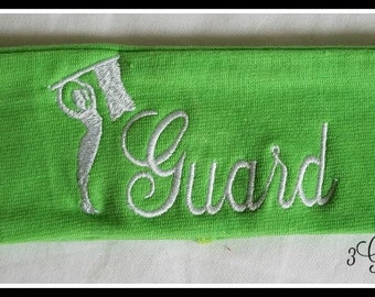 Guard Headband-Green and White; Colorguard/Marching Band/Winterguard Free Shipping
