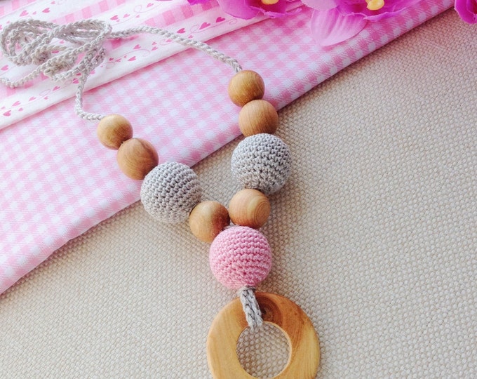 Nursing necklace / Teething necklace / Breastfeeding necklace - Pinky-grey