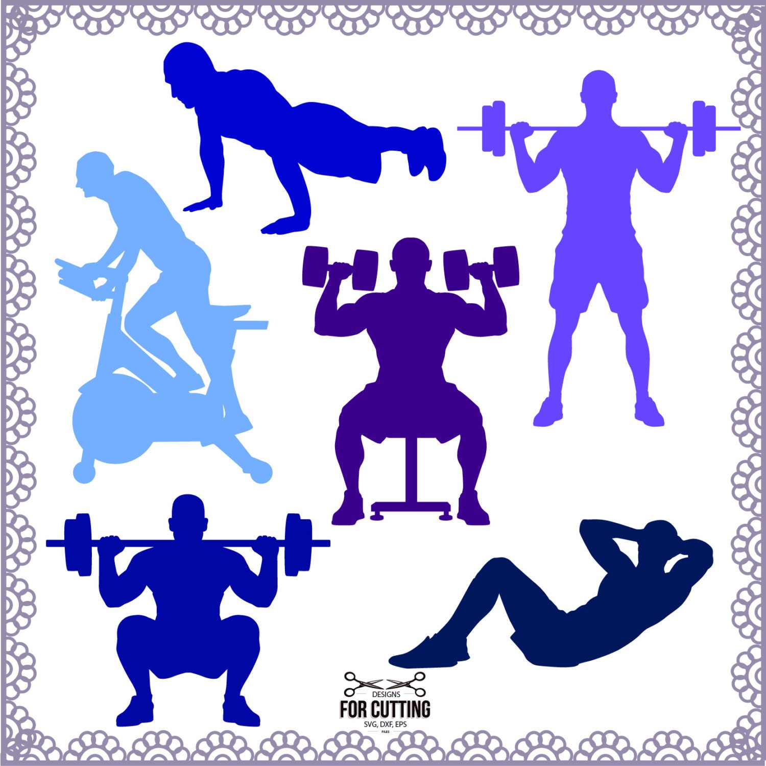 Download FITNESS BOY silhouettes cut Files svg eps dxf gym boy