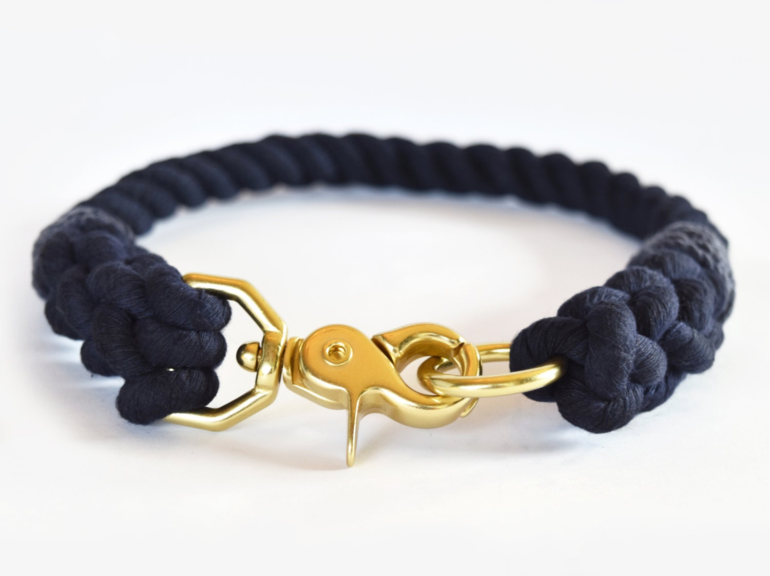 Custom Navy Rope Dog Collar by MoondogDesignStudio on Etsy