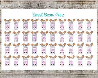 40 Kawaii Clean Make Up Brushes Planner Stickers