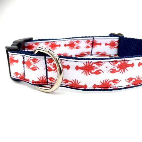 Lobster Dog Collar Leash or Step In Harness with Personalized