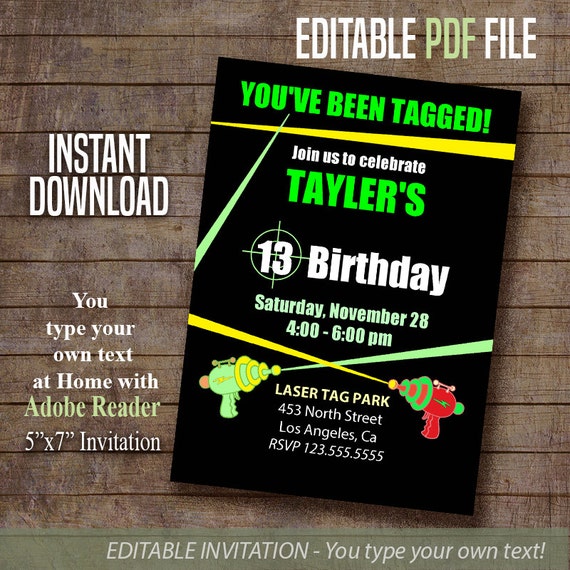 Print Your Own Laser Tag Birthday Invitations 8