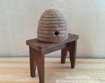 Miniature Bee Skep, Miniature Beehive, Dollhouse Bee Skep, Dollhouse Garden, Miniature Garden
