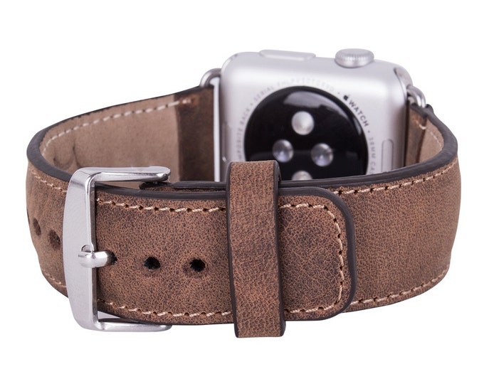 Genuine Leather Band for Apple Watch,  Husband Boyfriend Gift, Apple Watch Leather Band 38 mm, 42mm for Series 2 and Series 1 in AnticCoffee