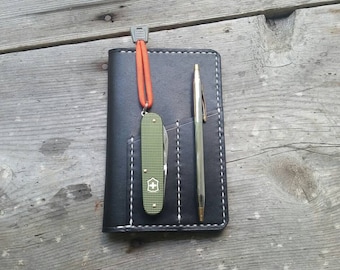 Cajun Field Notes EDC Organizer Black Full Grain Leather - Every Day Carry- Proudly Made In The USA! - Handmade By Cajun Leather Works