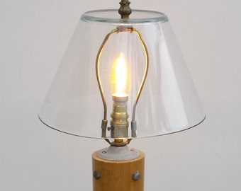 Floor lamp upcycled lamp in solid wood with a gorgeous glass lamp shade on Tiffany harp,Edison lamp,industrial lamp,wooden lamp, unique lamp