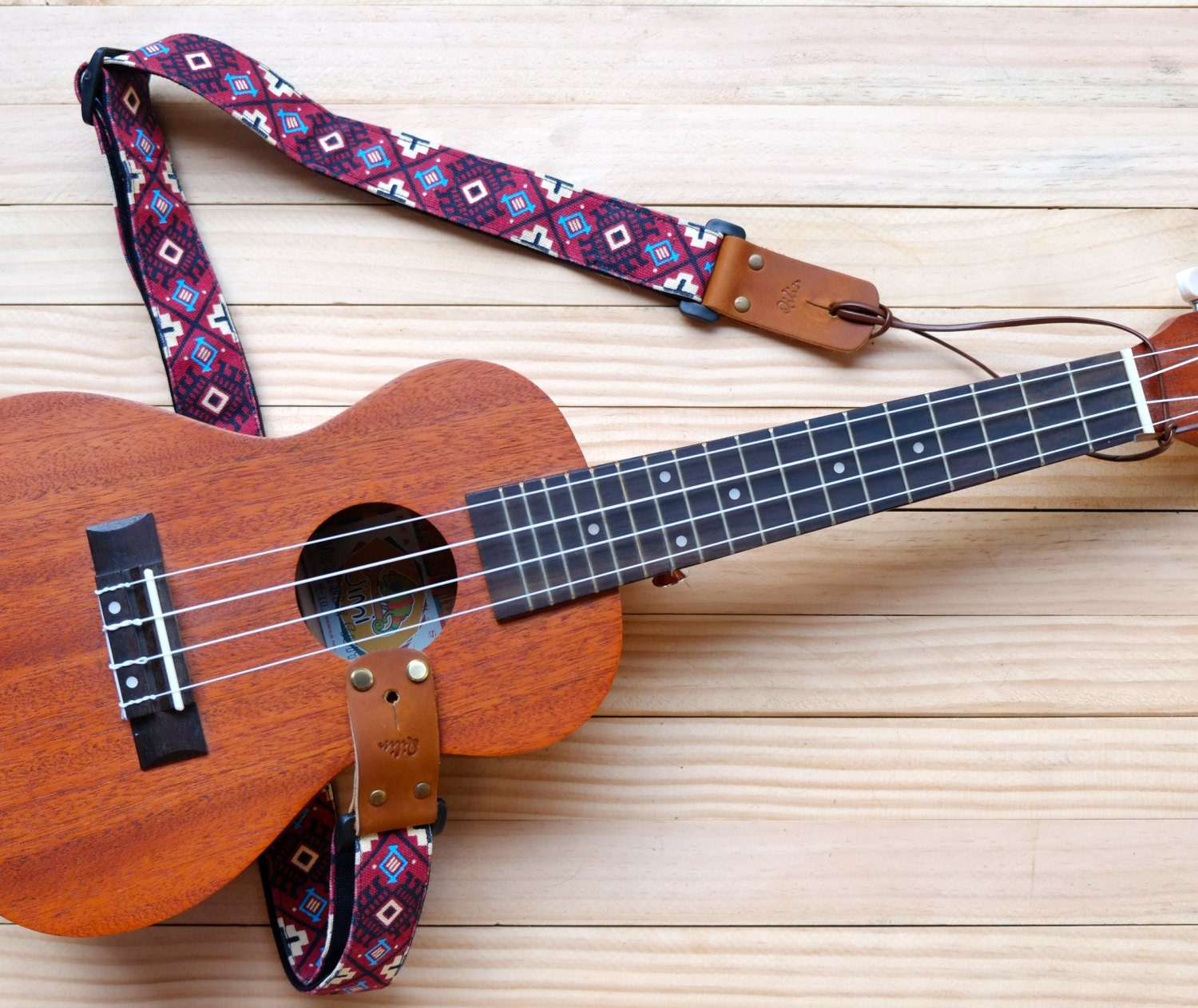 Red Retro Ukulele Strap 3 in 1