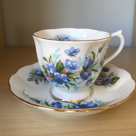 Royal Albert Bluebell Floral Vintage Teacup and by CupandOwl