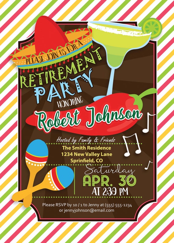 Fiesta Retirement Party Invitation Personalized Printable