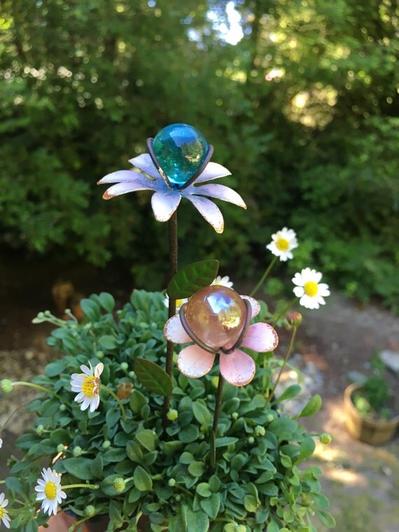 Flower Gazing Balls set of two by Woodlandsunrise on Etsy