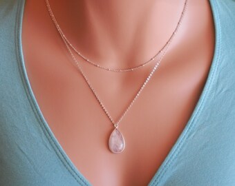 Rainbow Moonstone Necklace Genuine Moonstone Necklace large moonstone pendant necklace Wire Wrapped moonstone Pendant moonstone jewelry