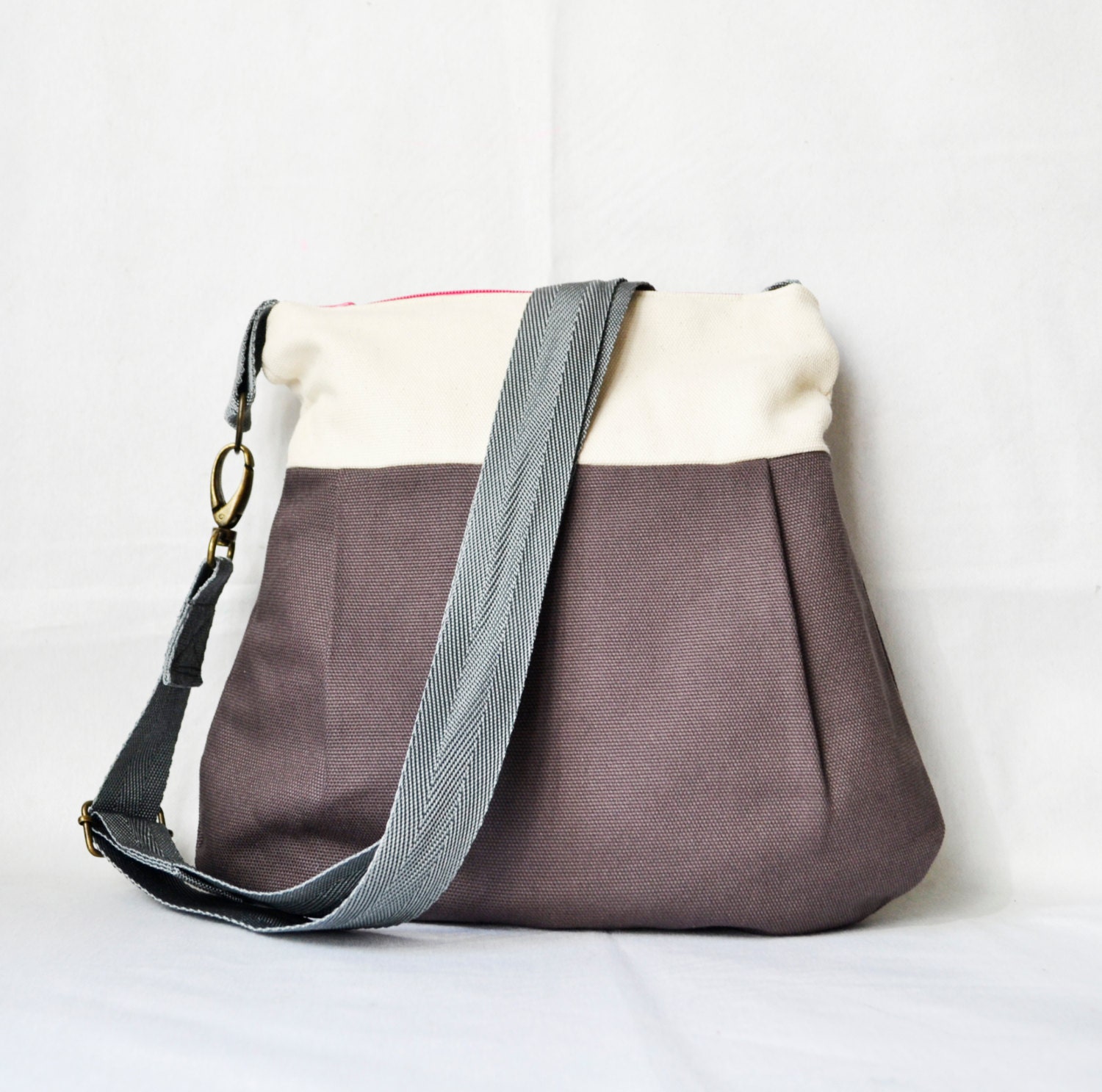 Gray fabric purse cross body purse small by PurpleFlowerPurses