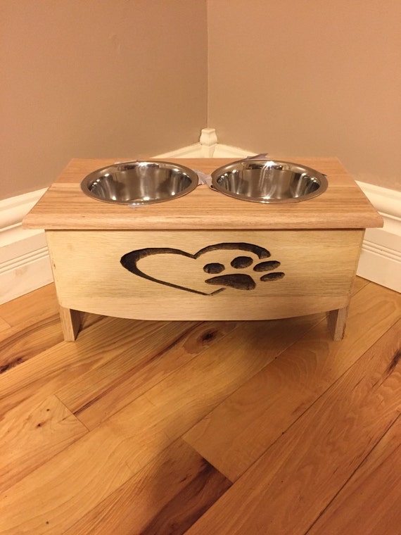 Custom made dog feeding station from reclaimed wood dog