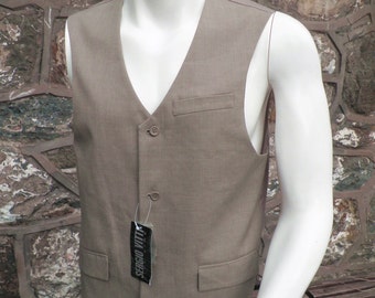 Vintage Sandy Coloured Waistcoat Vest by Sergio Vitti Size S