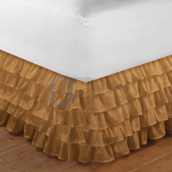 Taupe Ruffle Bed Skirt with 12 to 30 Deep Length by DanzyDesign
