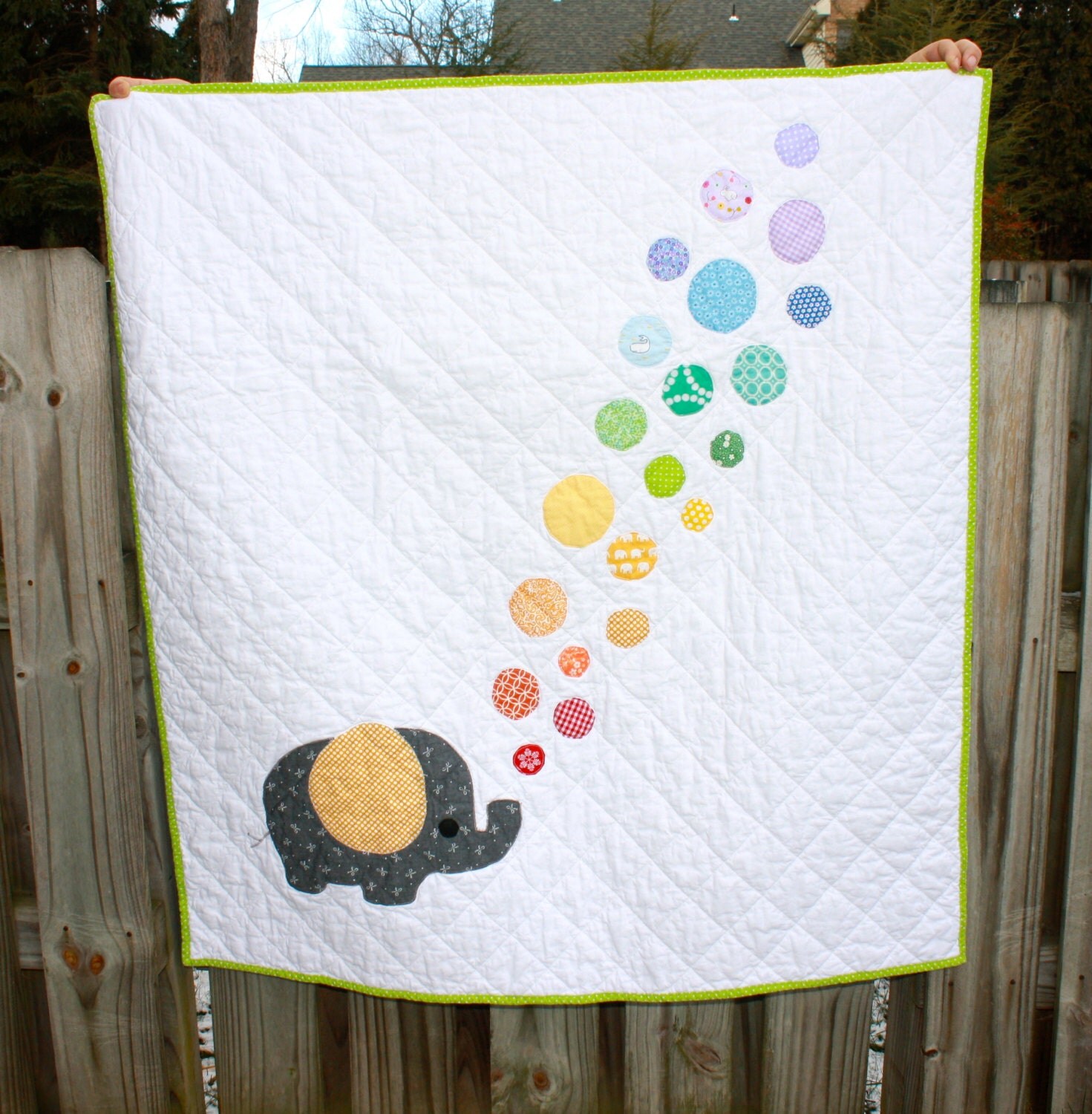Custom Listing Elephant Baby Quilt Bubbles Rainbow Gender