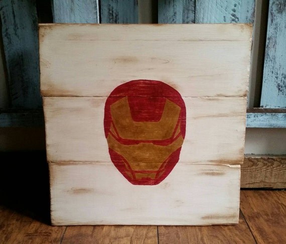 Items similar to Iron Man Wood Sign - Large Wooden Sign - Wall Decor on ...