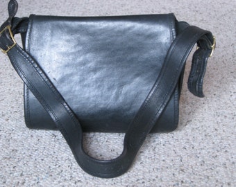 Classic Vintage Black Coach Saddle Bag - 1970's