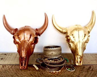Custom Color Cow Skull - Faux Taxidermy - Faux Cow Skull - Western Decor - Southwestern Wall Hanging - Bohemian Decor - Decorative Skulls