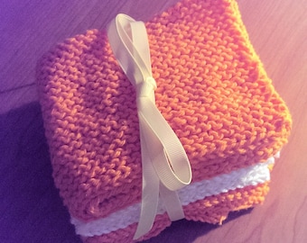 Knitted Autumn/Halloween Washcloths - Set of Three