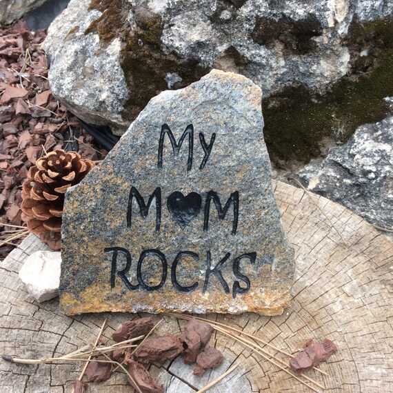 Engraved My Mom Rocks Stone Black Hills Rock One Of A Kind