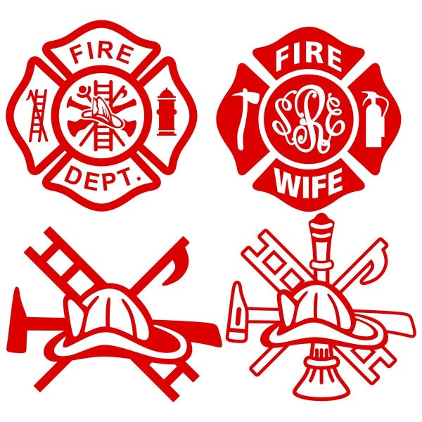 Firefighters Fire Designs Cuttable Pack SVG DXF EPS use with