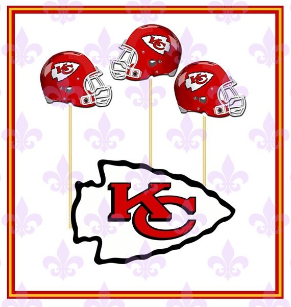 KANSAS CITY CHIEFS Cupcake Toppers Tailgate by MardiGrasToppers