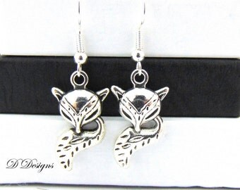 Fox Earrings, Fox Jewelry, Fox Gifts, Sterling Silver Earrings, Fox Charm Earrings, Novelty Earrings, Funky Earrings, Gifts for Her,